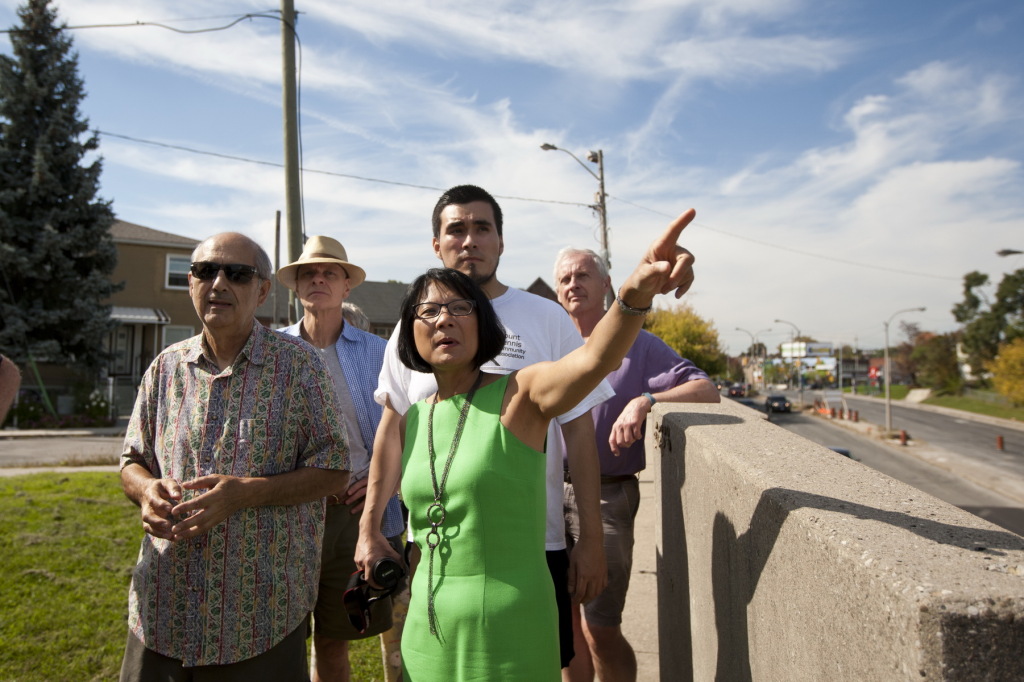 Olivia Chow; Toronto Mayoral Candidate and Mount Dennis residents share their concerns about John Tory's Transit Plan Photo By Pooyan Tabatabaei