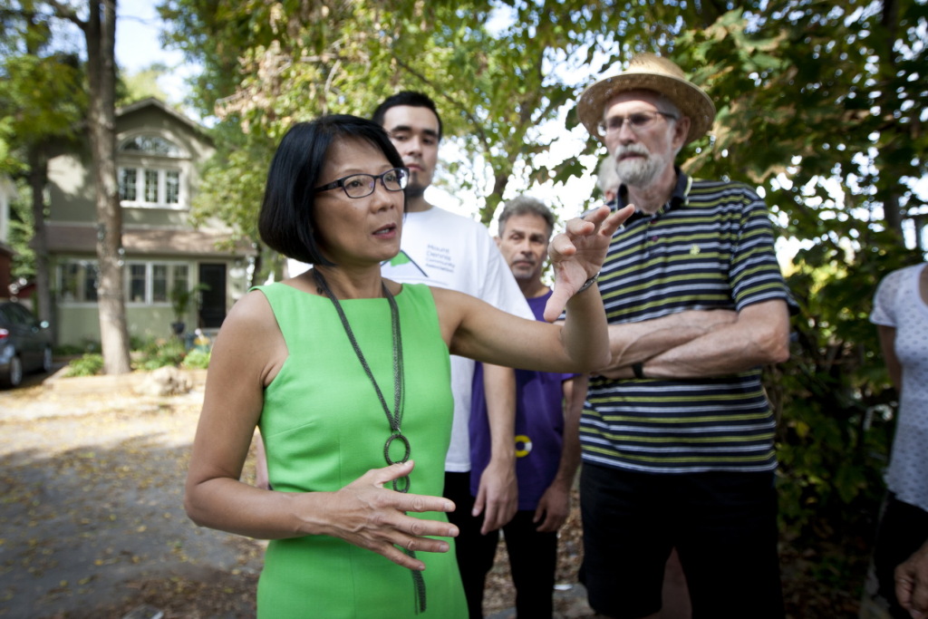 Olivia Chow; Toronto Mayoral Candidate and Mount Dennis residents share their concerns about John Tory's Transit Plan Photo By Pooyan Tabatabaei